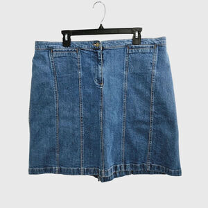 Vintage Jones Sport Blue Stretch Knee Length A-Line Jean Skirt Size 16